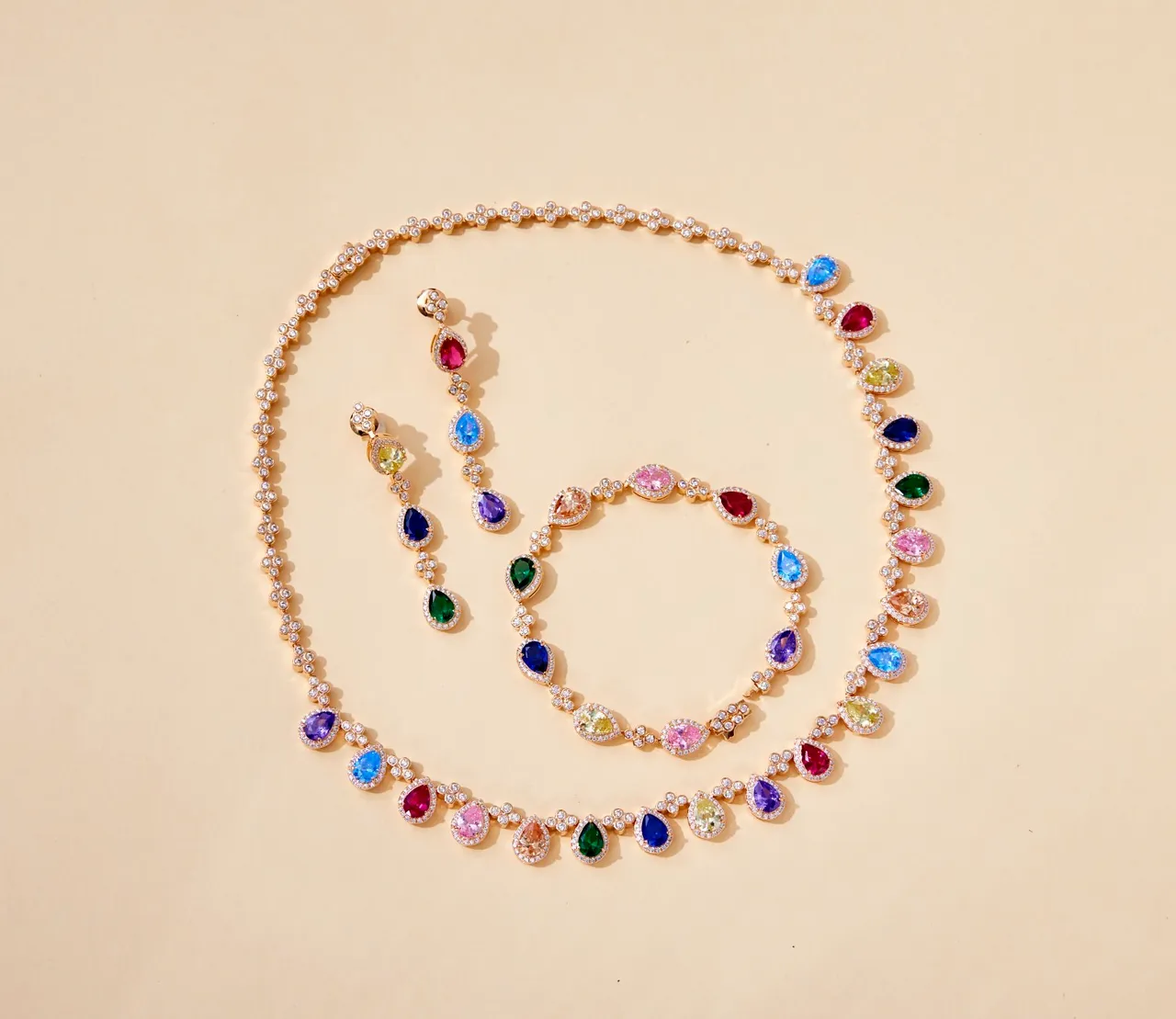 Multicolor Teardrop Gemstone Pendant Necklace 2