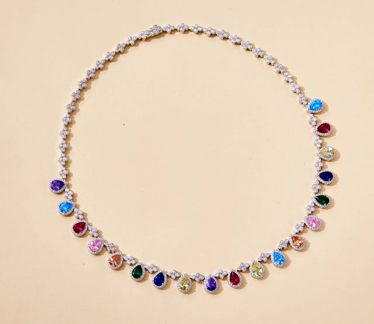 Multicolor Teardrop Gemstone Pendant Necklace 4