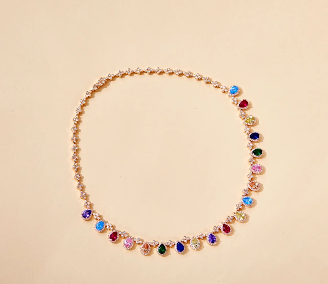 Multicolor Teardrop Gemstone Pendant Necklace 6