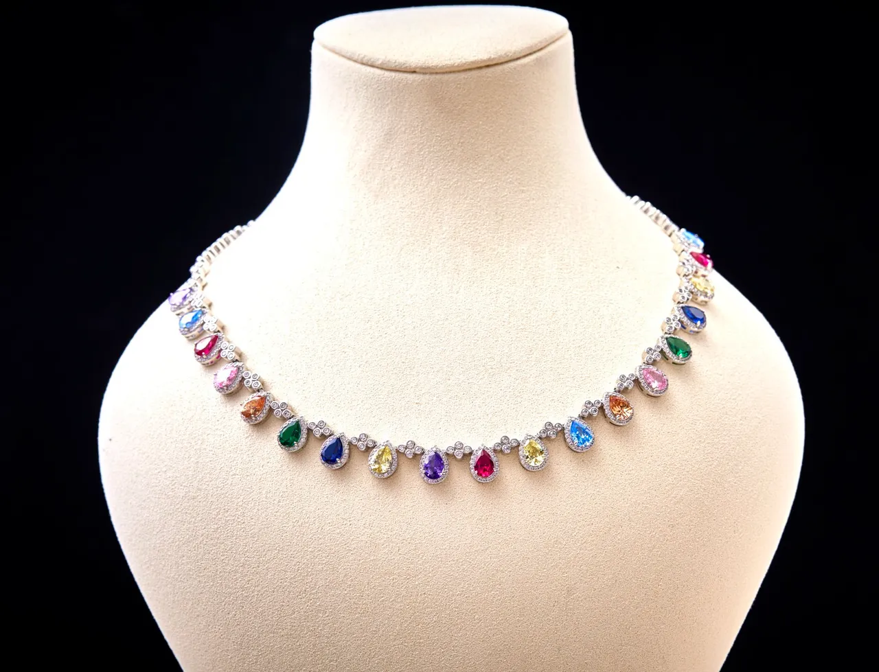 Multicolor Teardrop Gemstone Pendant Necklace 7