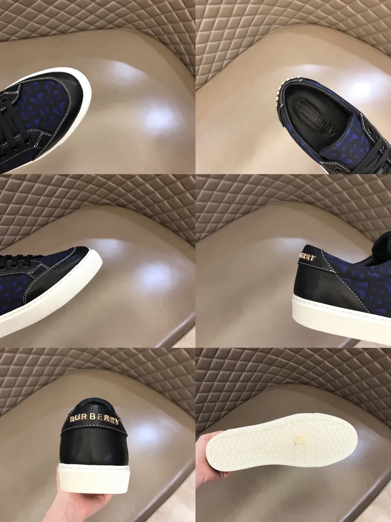 Navy and Black Patterned Low-Top Lace-Up Sneaker 2