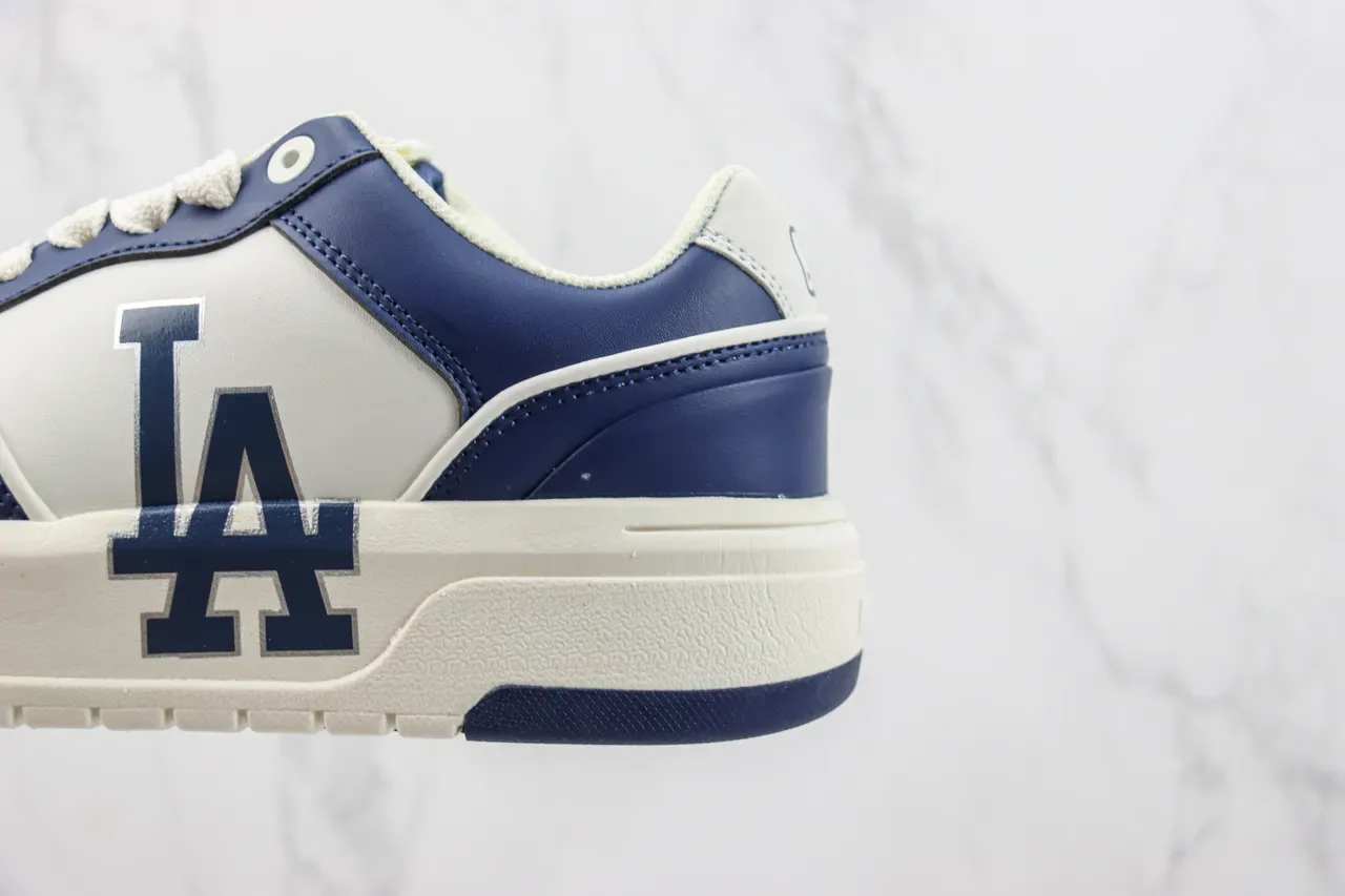 Navy Beige Panelled Leather-Like Upper Thick Platform Sole Sneakers 7