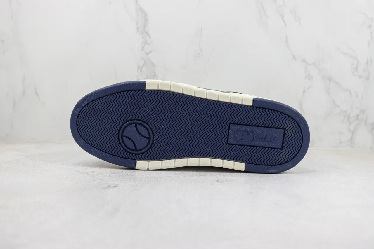 Navy Beige Panelled Leather-Like Upper Thick Platform Sole Sneakers 8