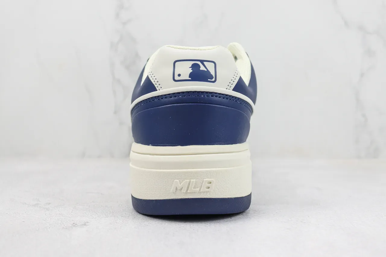 Navy Beige Panelled Leather-Like Upper Thick Platform Sole Sneakers 9