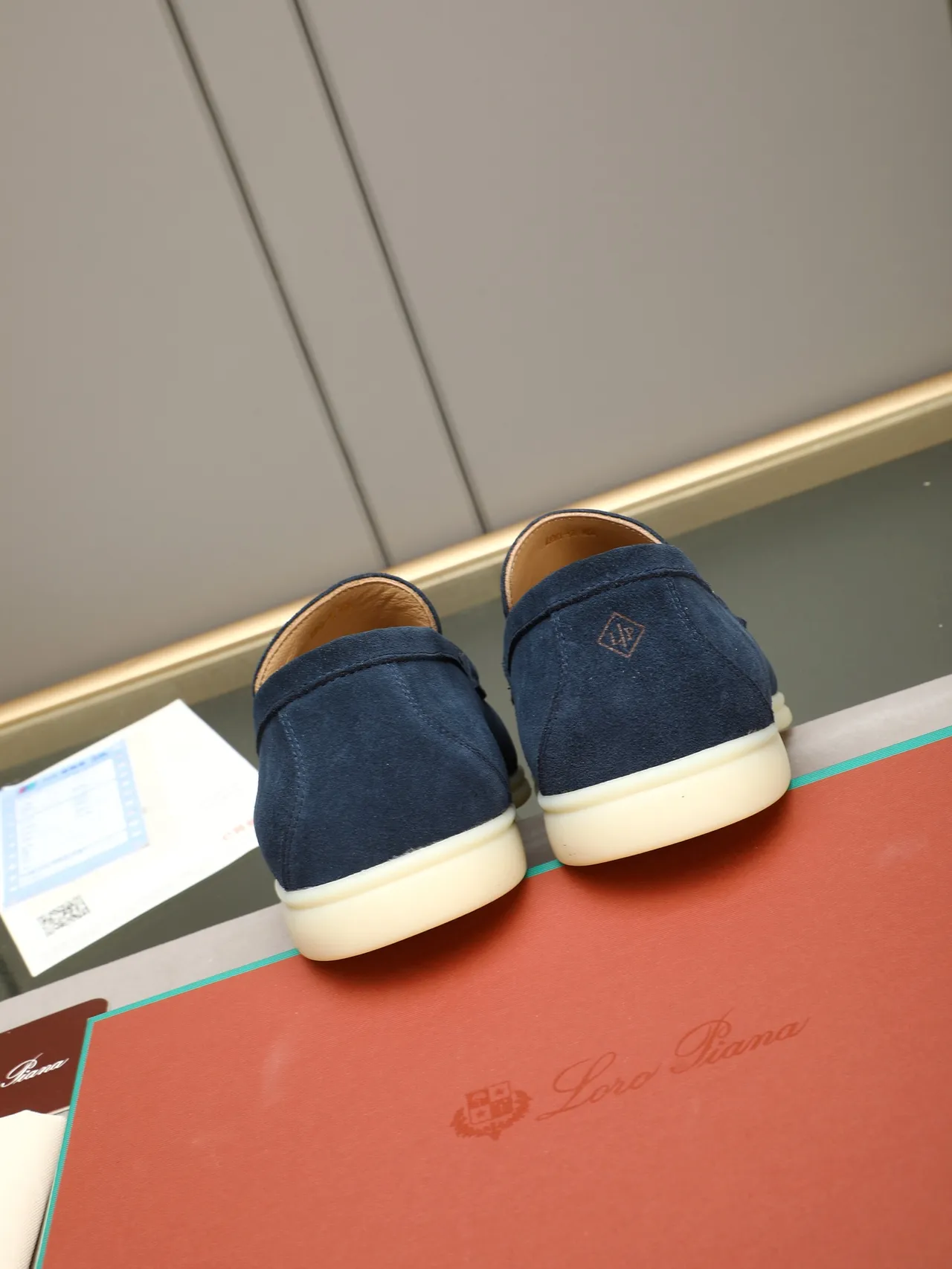 Navy Beige Suede Penny Strap Loafer 3