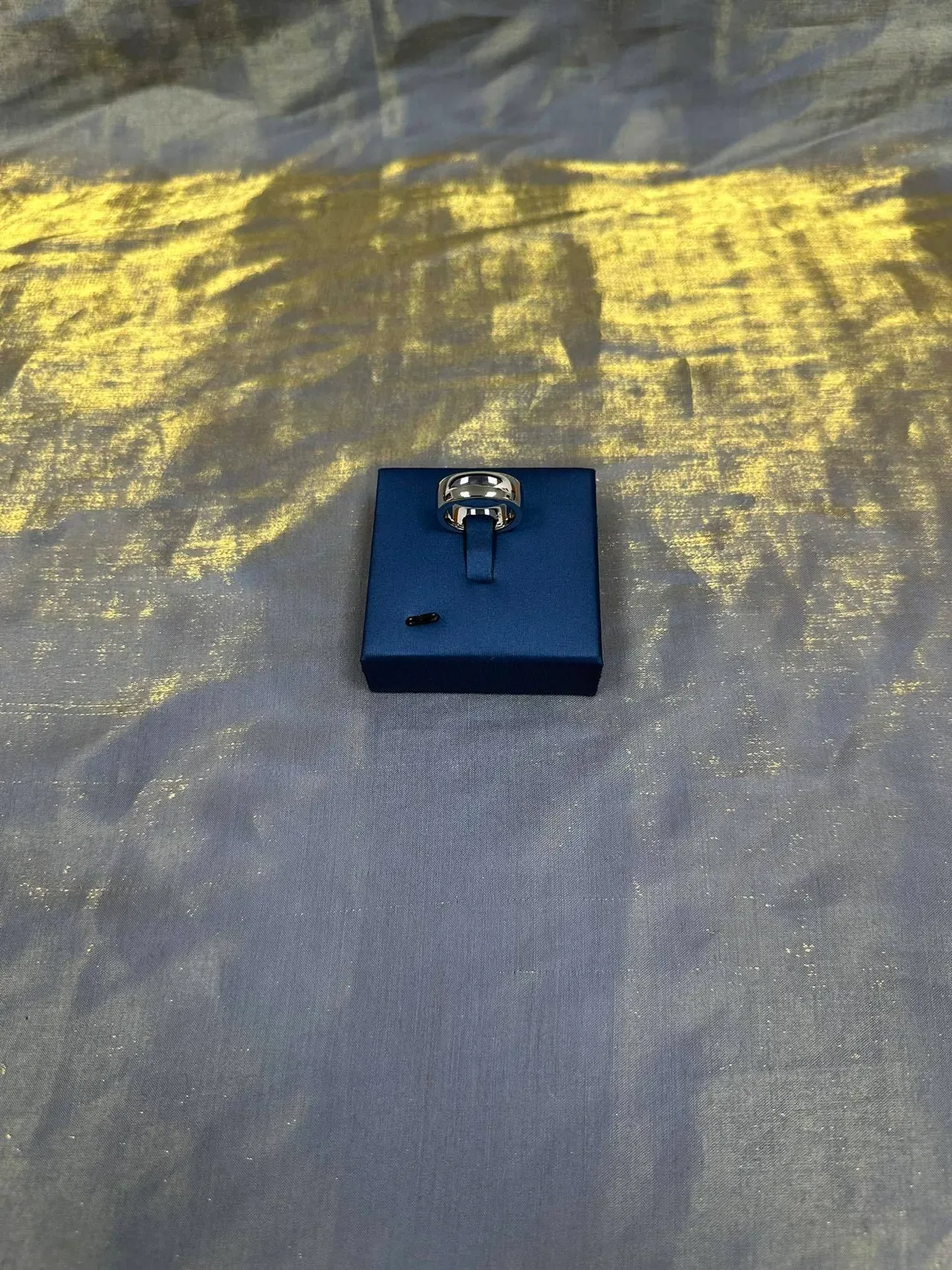 Navy Silver Blue Padded Ridged Slot Design Jewelry 7