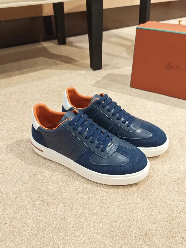 Navy Suede-Leather Two-Tone Cupsole Lifestyle Sneaker 4