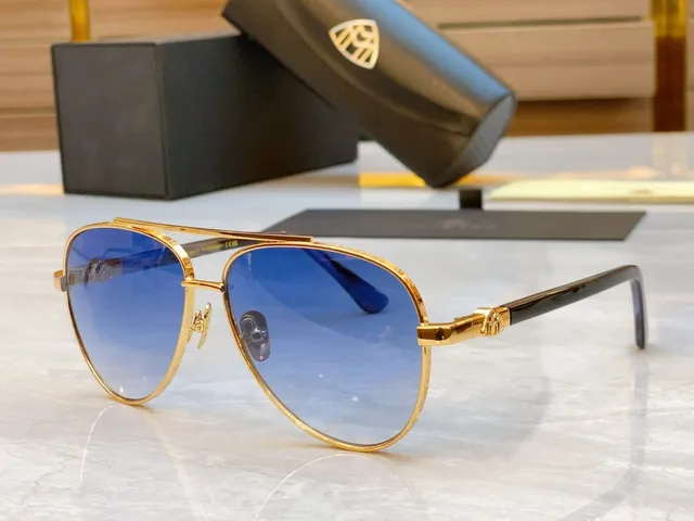 Naybach Gold Brown Aviator Silhouette Metal Frame Sunglasses 2