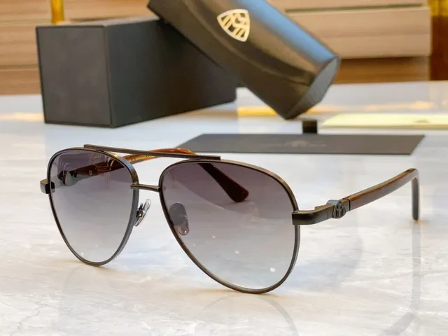 Naybach Gold Brown Aviator Silhouette Metal Frame Sunglasses 3