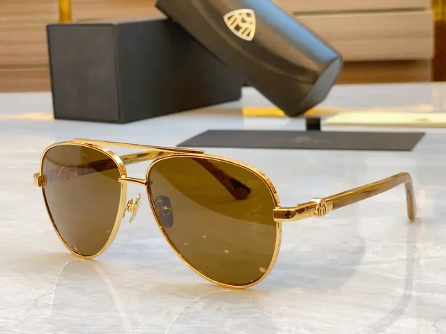 Naybach Gold Brown Aviator Silhouette Metal Frame Sunglasses 4