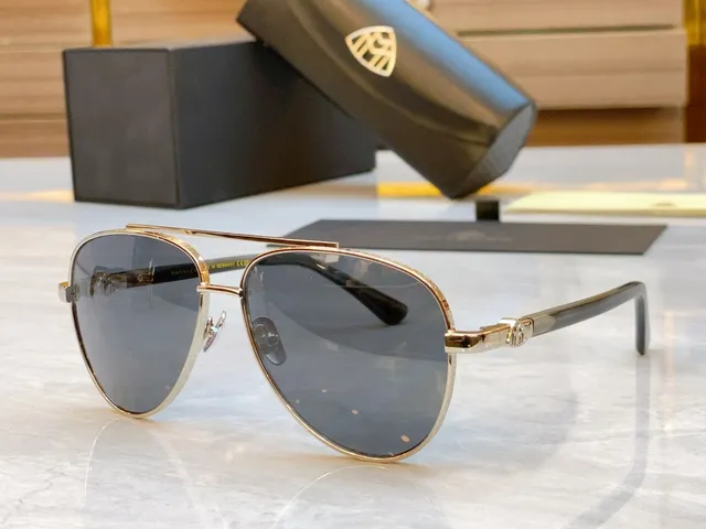 Naybach Gold Brown Aviator Silhouette Metal Frame Sunglasses 5