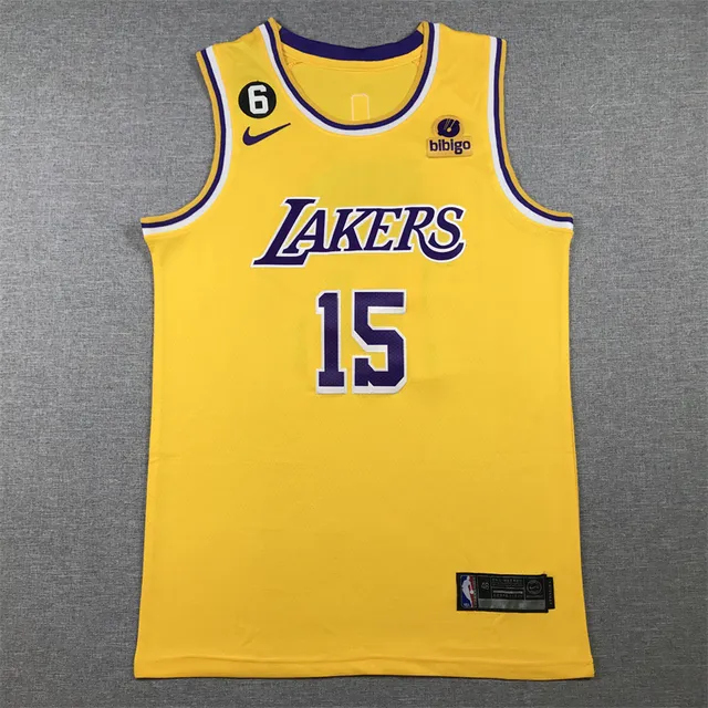Maillot rétro jaune NBA Los Angeles Lakers Reeves #15 3
