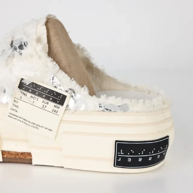 Off-White Fuzzy Sequin Platform Mule Casual Shoes 4