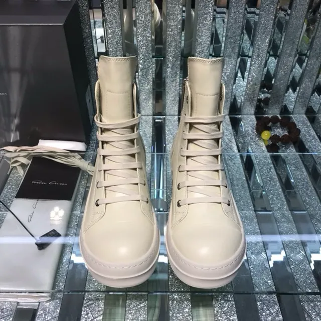 Off-White Leather-Like High-Top Lace-Up Side-Zip Ankle Boots 9