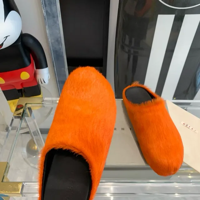 Orange Fuzzy Open-Back Slipper 2