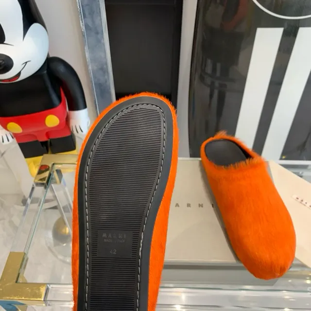 Orange Fuzzy Open-Back Slipper 3