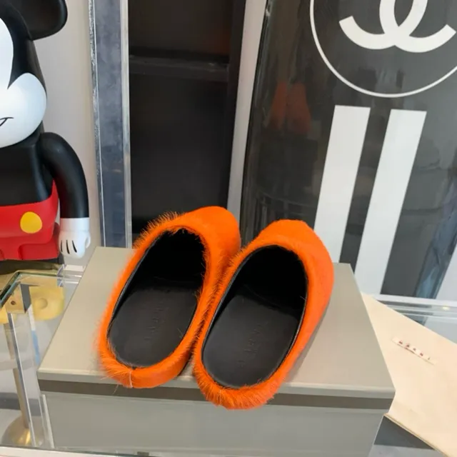 Orange Fuzzy Open-Back Slipper 5