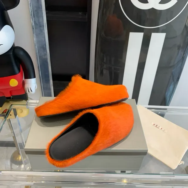 Orange Fuzzy Open-Back Slipper 8