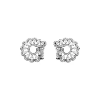 Ornate Floral Scroll Diamond-Set Clip-On Earrings