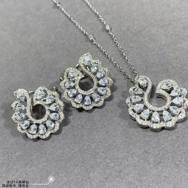Ornate Floral Scroll Diamond-Set Clip-On Earrings 6