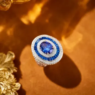 Oval Sapphire and Diamond Halo Ring
