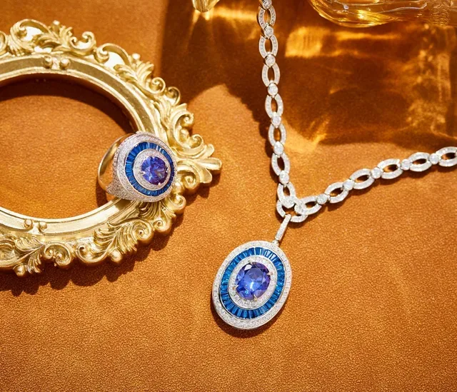 Oval Sapphire and Diamond Halo Ring 2