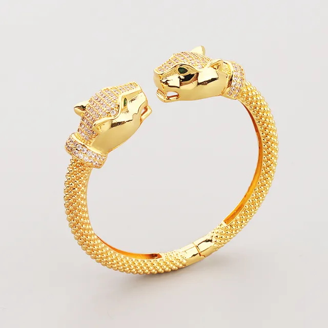 Panther Head Pavé Crystal Rope-Link Open Bangle Bracelets 9