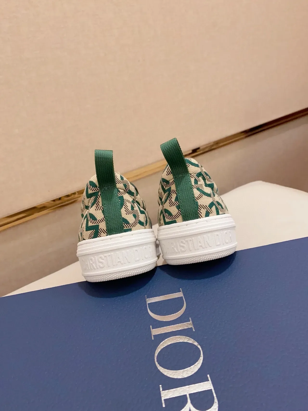 Patterned Beige and Teal Slip-On Platform Sneaker 2