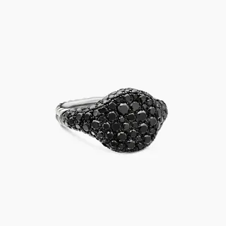 Pavé Black Stone Asymmetrical Teardrop Ring