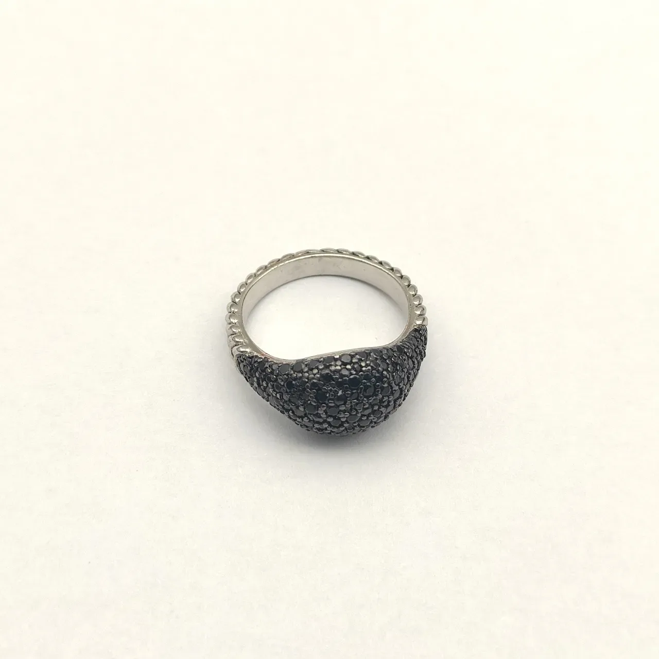 Pavé Black Stone Asymmetrical Teardrop Ring 2