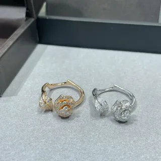 Pavé Rose Motif Open-Back Huggie Hoop Earrings