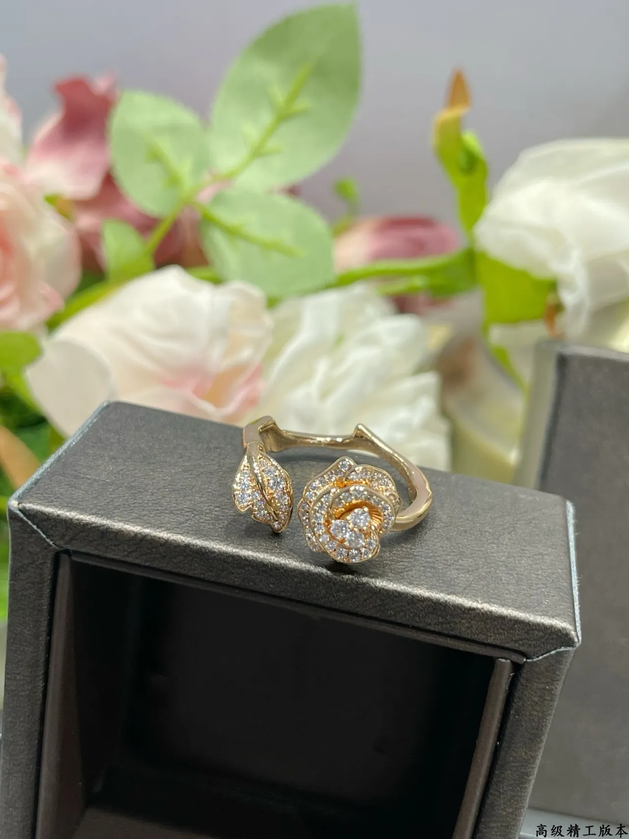 Pavé Rose Motif Open-Back Huggie Hoop Earrings 3
