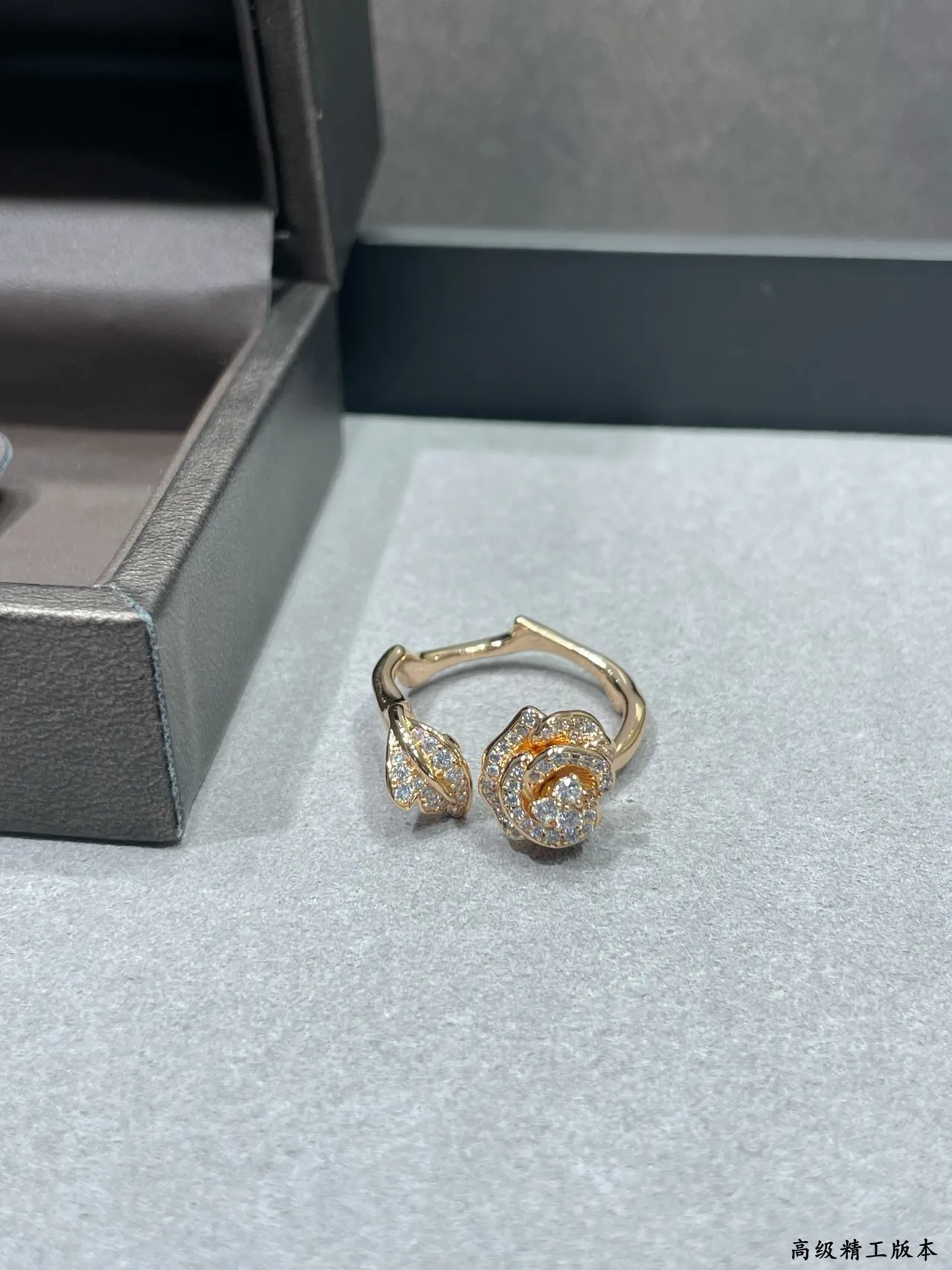 Pavé Rose Motif Open-Back Huggie Hoop Earrings 5