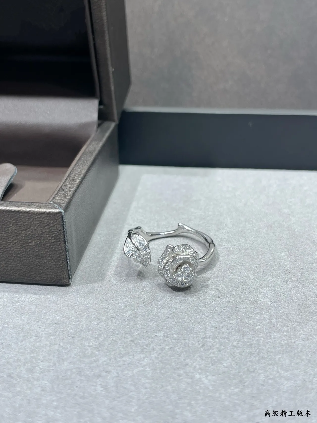 Pavé Rose Motif Open-Back Huggie Hoop Earrings 6