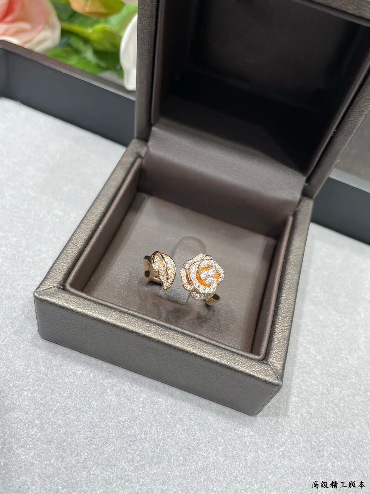 Pavé Rose Motif Open-Back Huggie Hoop Earrings 8