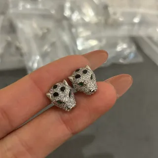Pavé-Set Feline Head Stud Earrings