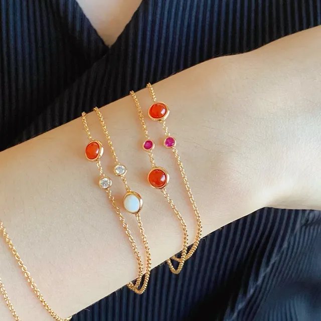 Piaget Possession Double-Chain Red Cabochon and Diamond Bracelet 6