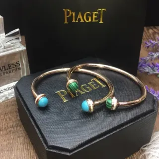 Piaget Possession Turquesa e Malachita Pedra Preciosa Pulseiras Abertas