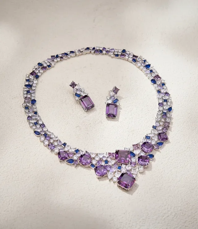 Pink and Clear Multi-Stone Cluster Drop Earrings 3