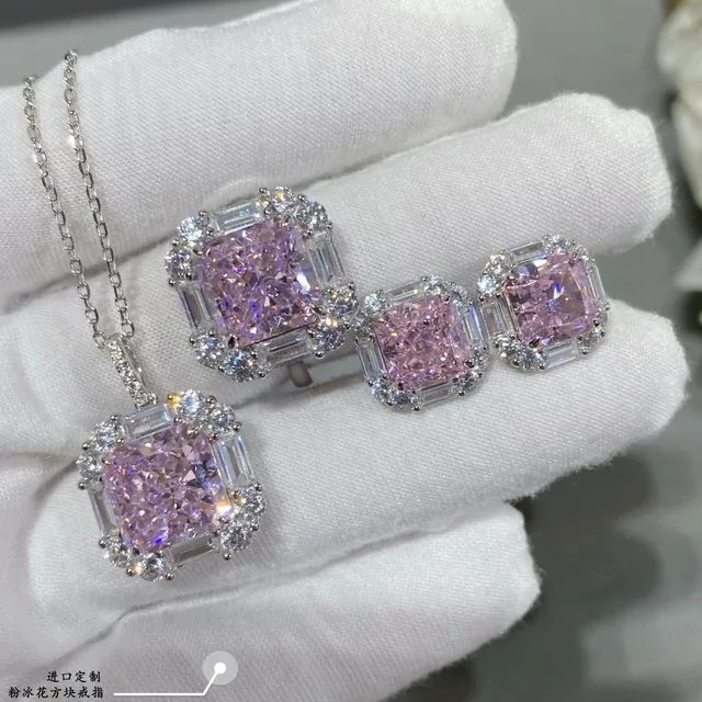 Pink Cushion-Cut Halo Cluster Ring 5
