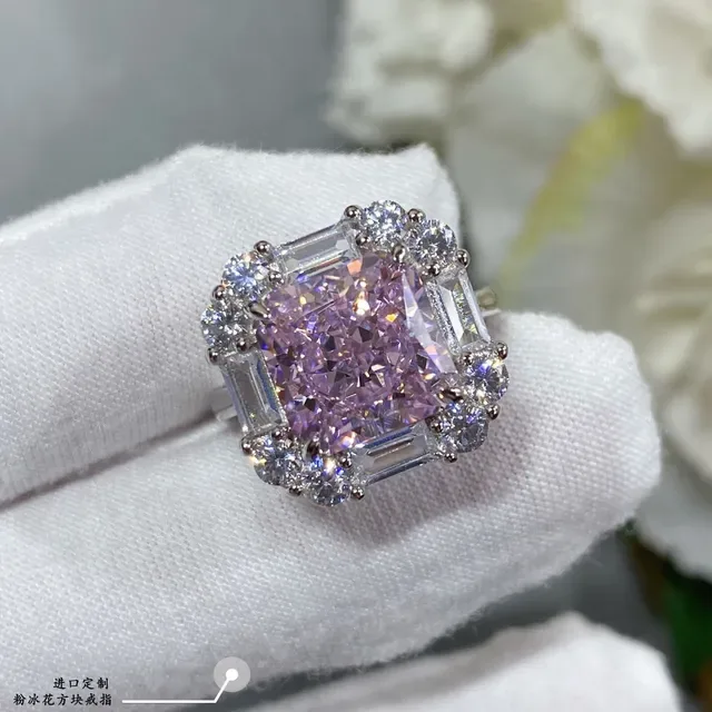 Pink Cushion-Cut Halo Cluster Ring 8
