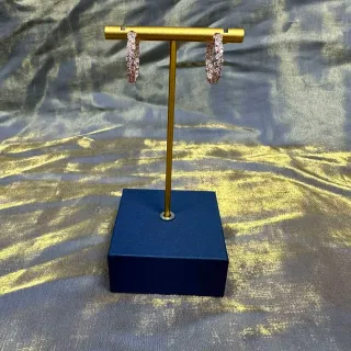 Pink Gold Pavé Crystal Hoop Earrings