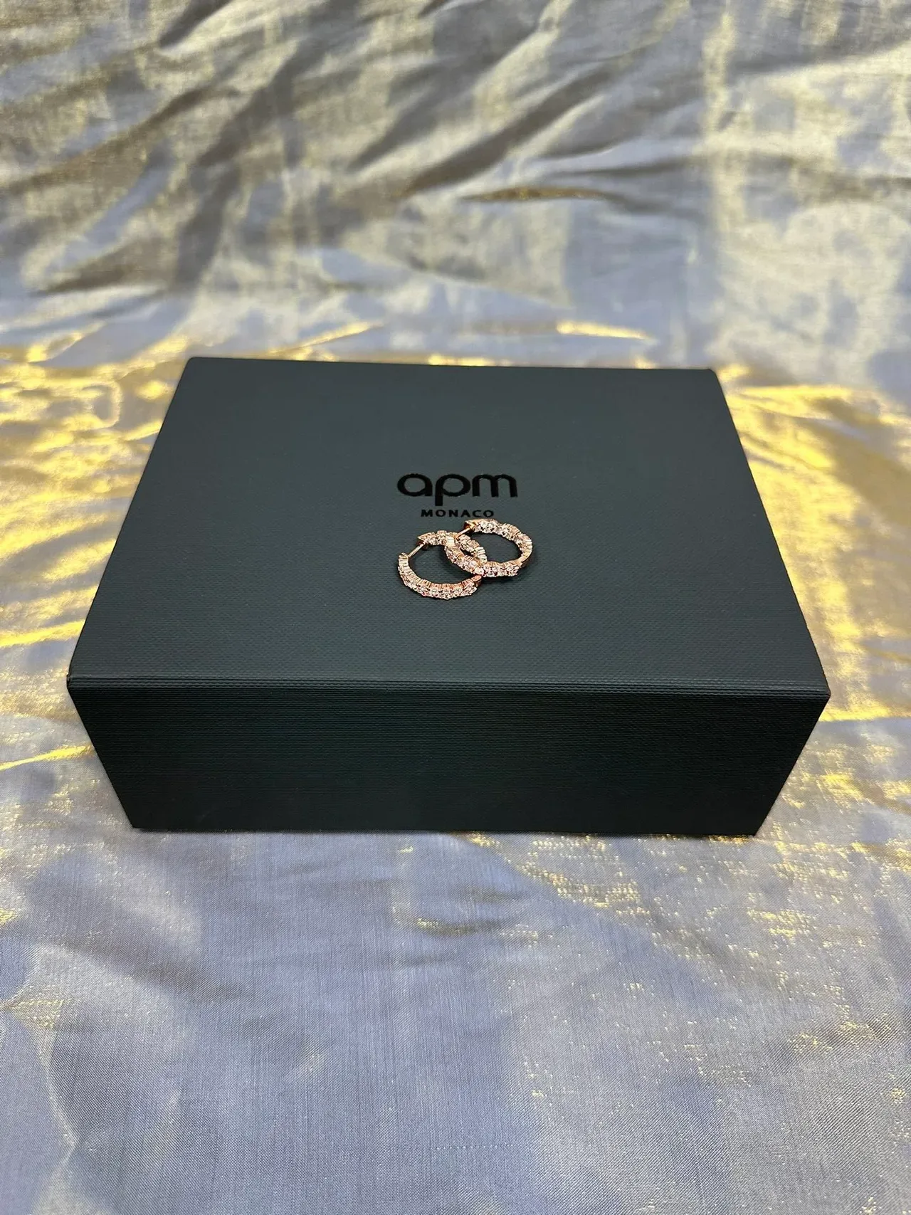 Pink Gold Pavé Crystal Hoop Earrings 6