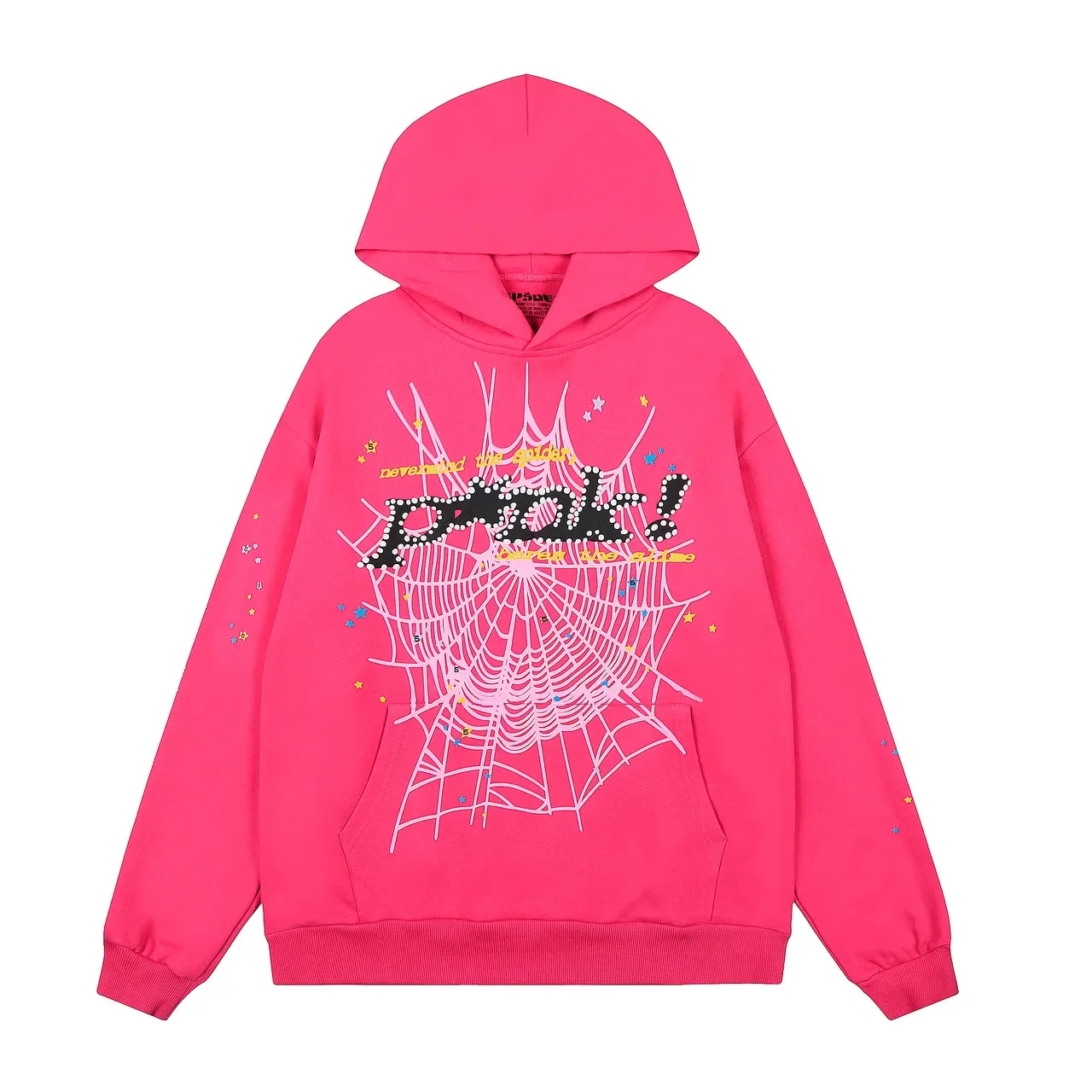 Pink Graphic Spiderweb Hoodie and Jogger Tracksuit 2