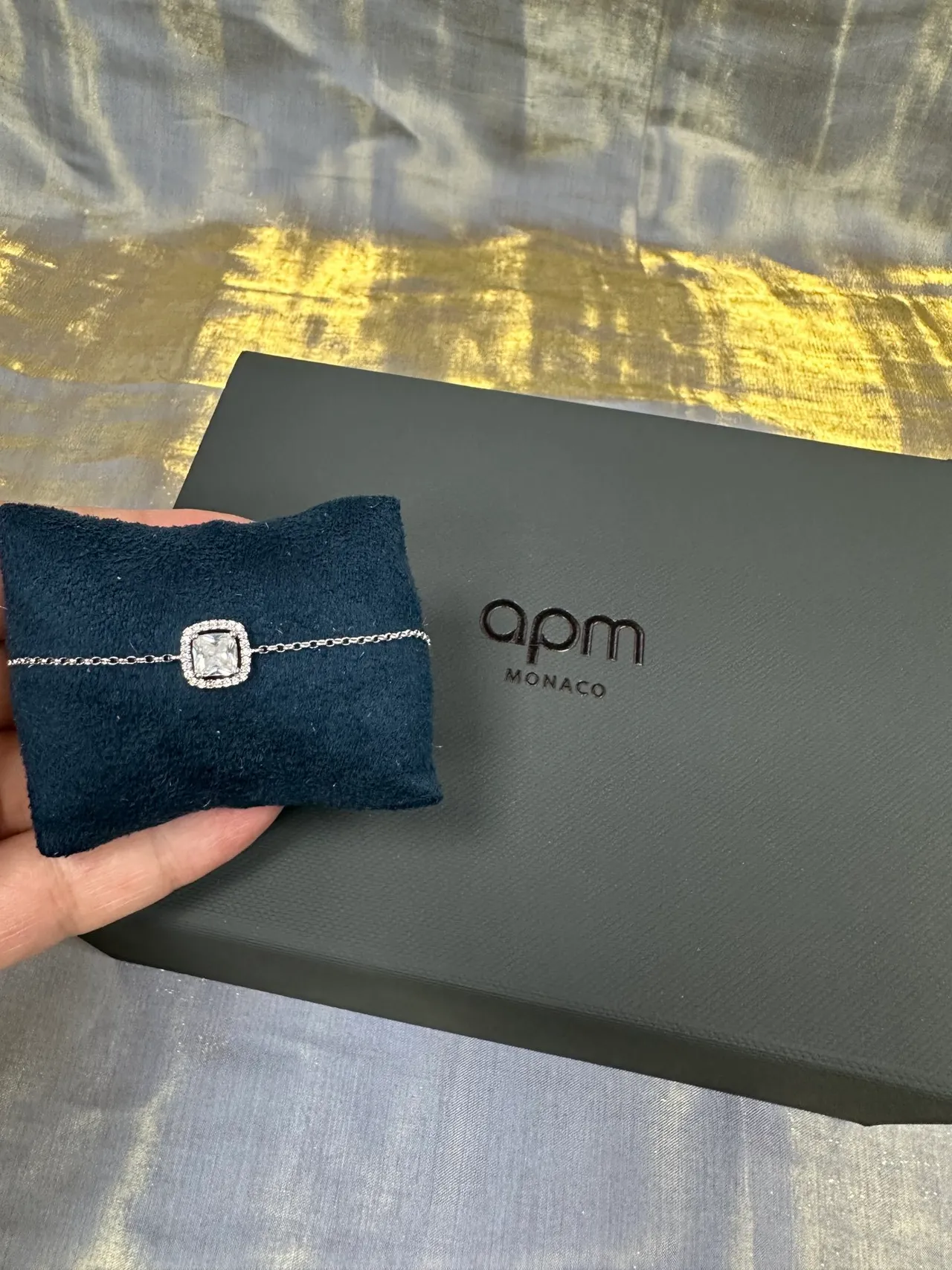 PM Monaco Square Halo Pendant Necklace 7