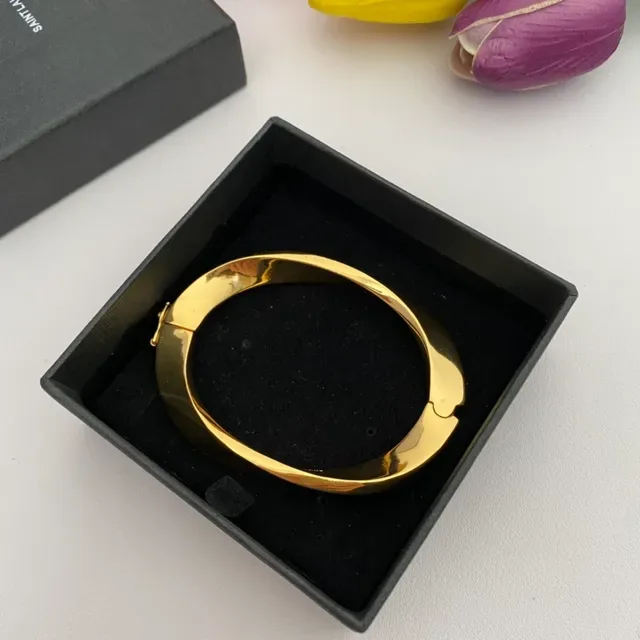 Polished Gold-Tone Hinged Bangle Bracelet 8