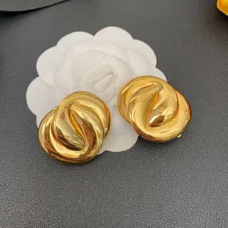Polished Gold-Tone Twisted Knot Stud Earrings
