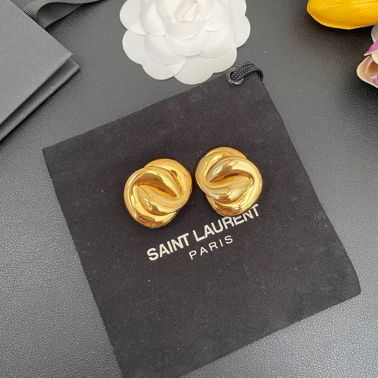 Polished Gold-Tone Twisted Knot Stud Earrings 5