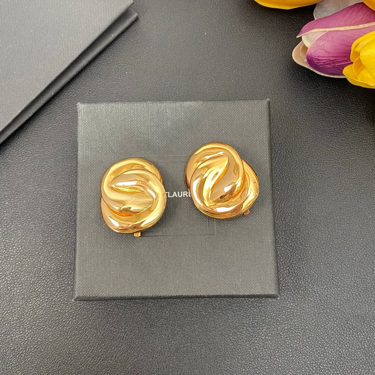 Polished Gold-Tone Twisted Knot Stud Earrings 6
