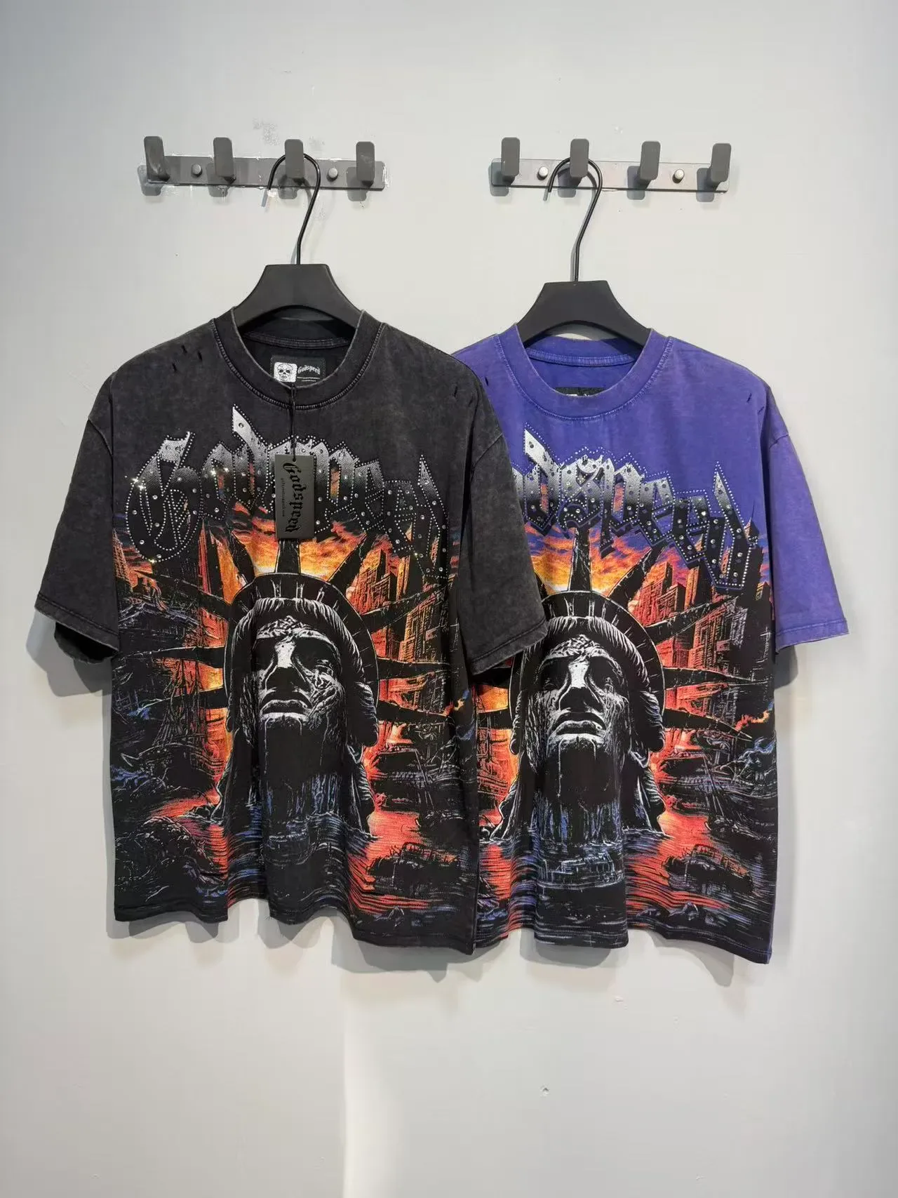 Purple Distressed Oversized Graphic Print T-Shirt 5